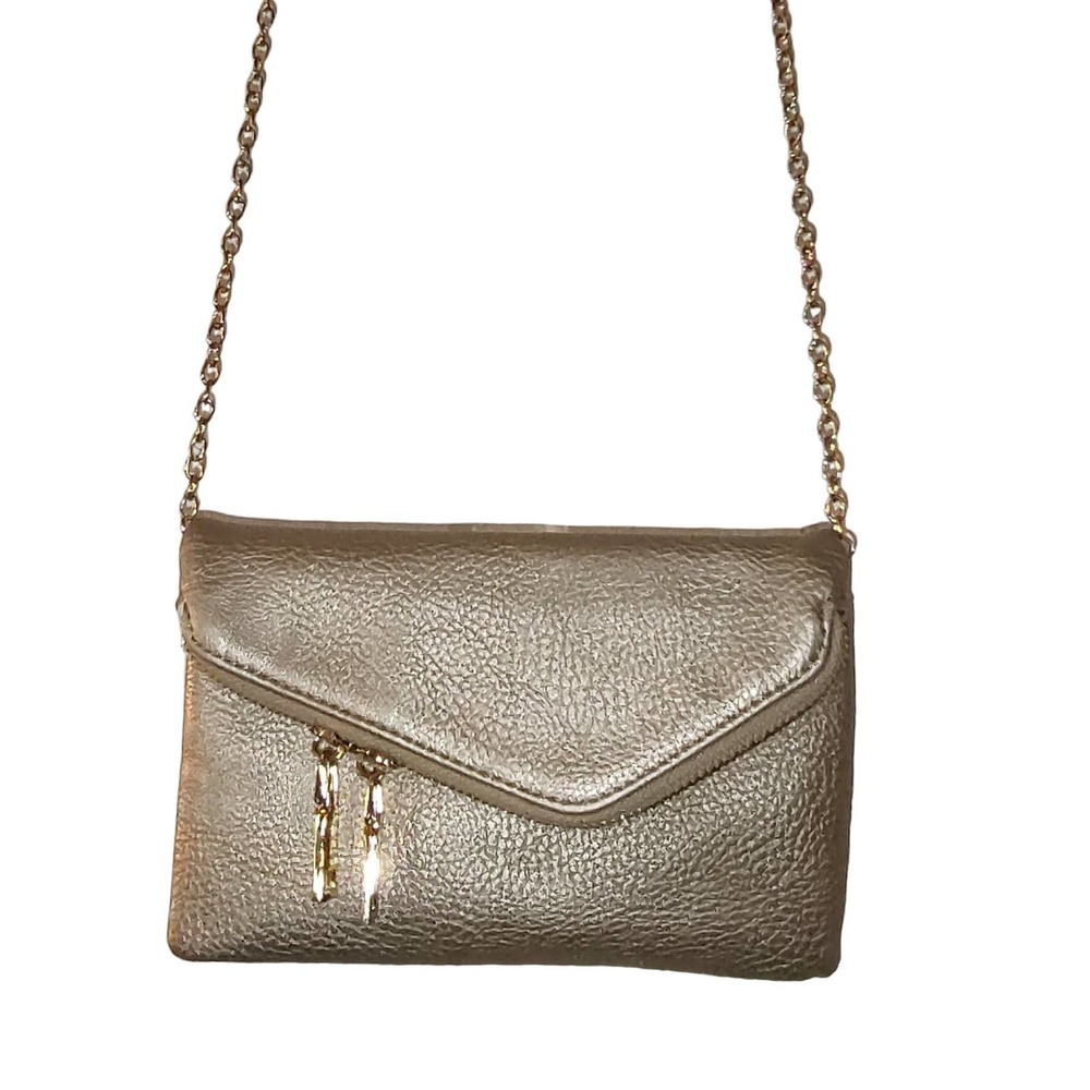 Urban Expressions Shimmery Gold Faux Leather Mini Purse w Chain Strap